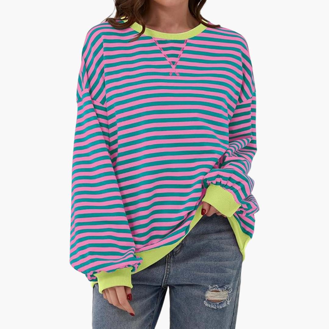 Relaxed Fit Women's Stripe Sweatshirt – Soft Long Sleeve Top