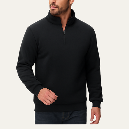 Warm Mens Fleece Zip Neck Sweater