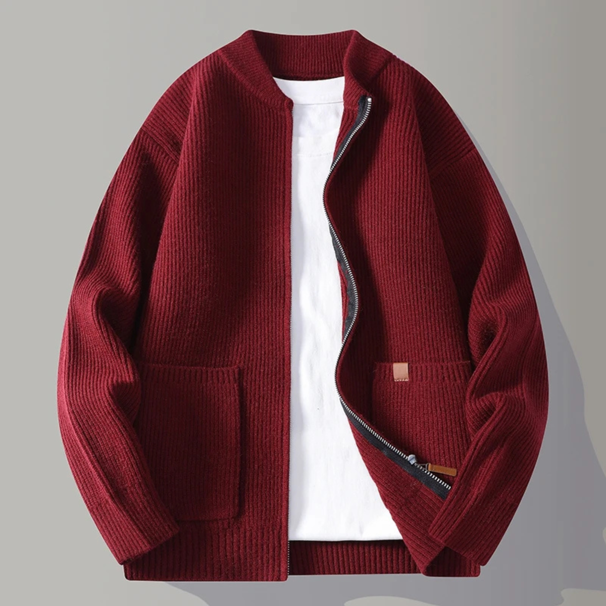 Relaxed Fit Men's Zip Up Cardigan Sweater