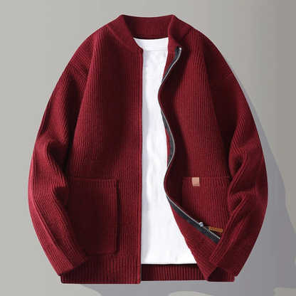 Relaxed Fit Men's Zip Up Cardigan Sweater