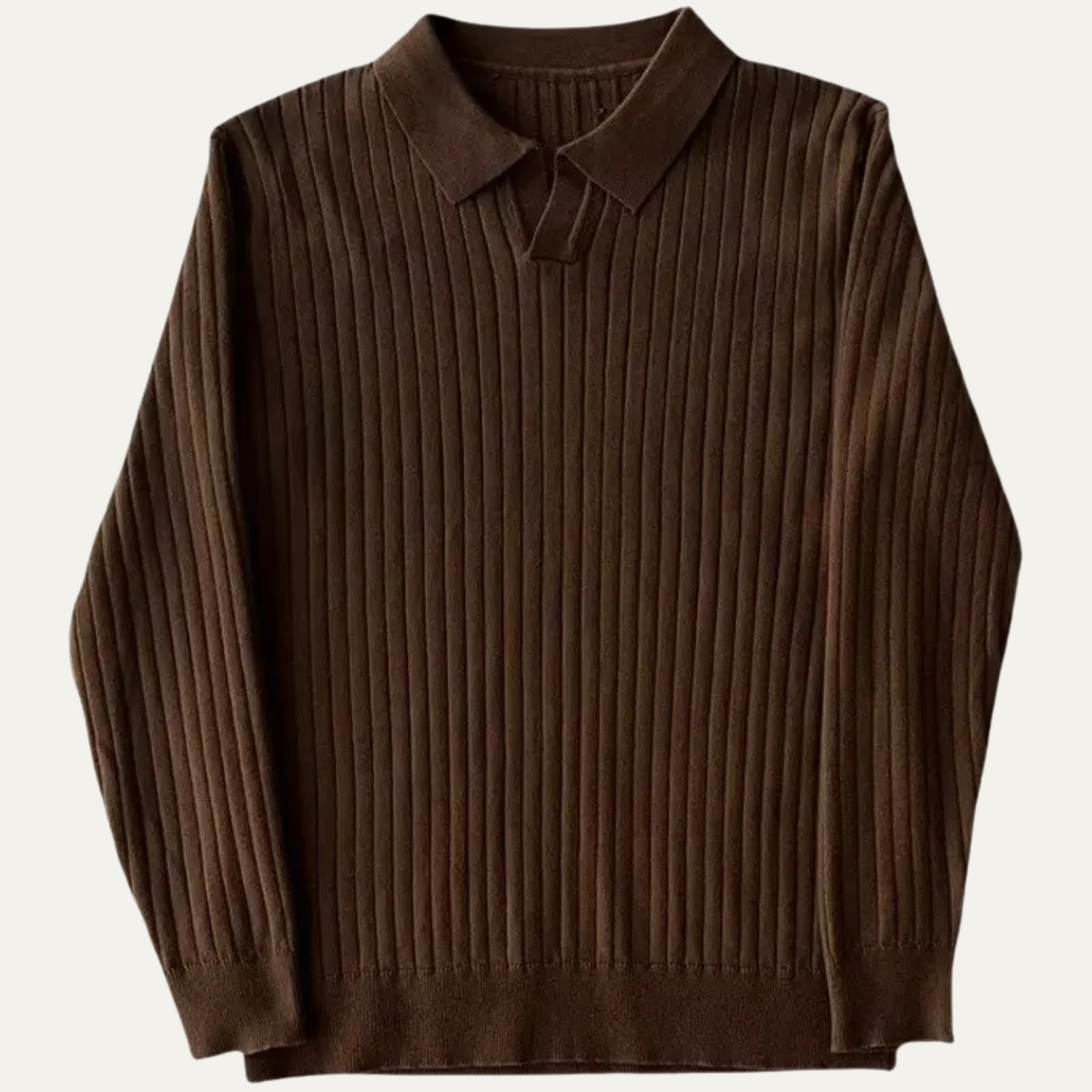 Men's Fitted Crew Neck Knit Polo Sweater