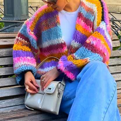 Women's Classic Stripe Open Cardigan Sweater - Olytrend