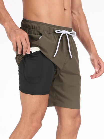 Waterproof Men's Swim Trunks Elastic Waist Quick Dry