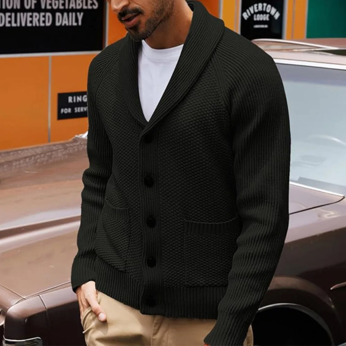 Classic Men's Button Front Sweater Cardigan