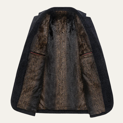 Luxury Men's Wool Blazer with Faux Fur Lining