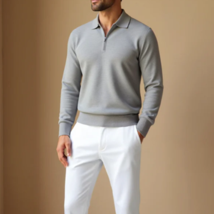 Classic Men's Quarter Zip Knit Polo Sweater
