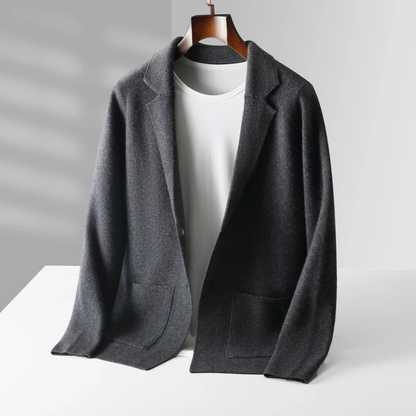 Comfortable Men's Merino Wool Crew Neck Cardigan Sweater