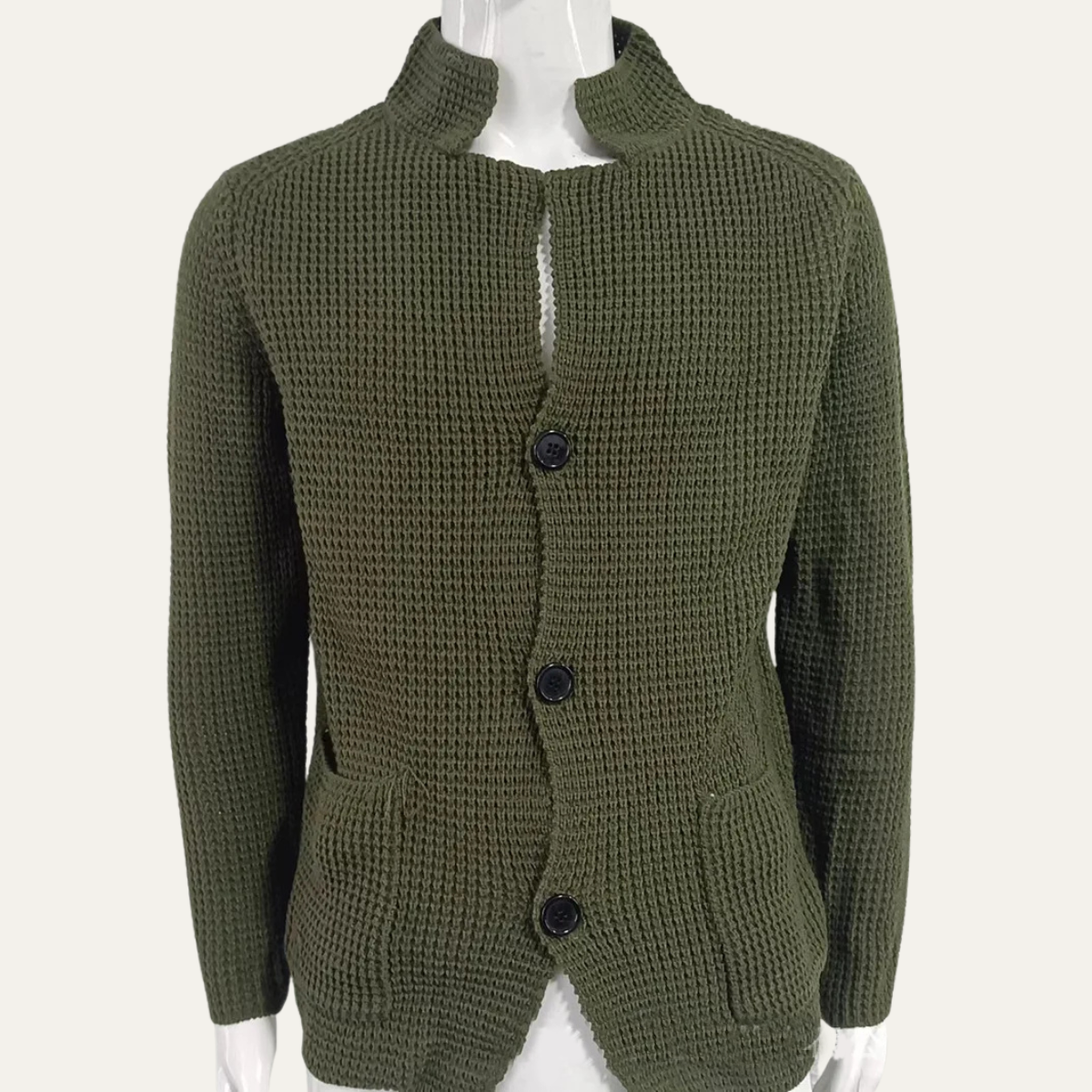 Men's Relaxed Fit Crew Neck Knit Cardigan Sweater
