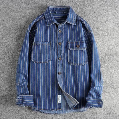 Classic Mens Relaxed Fit Striped Cotton Shirt