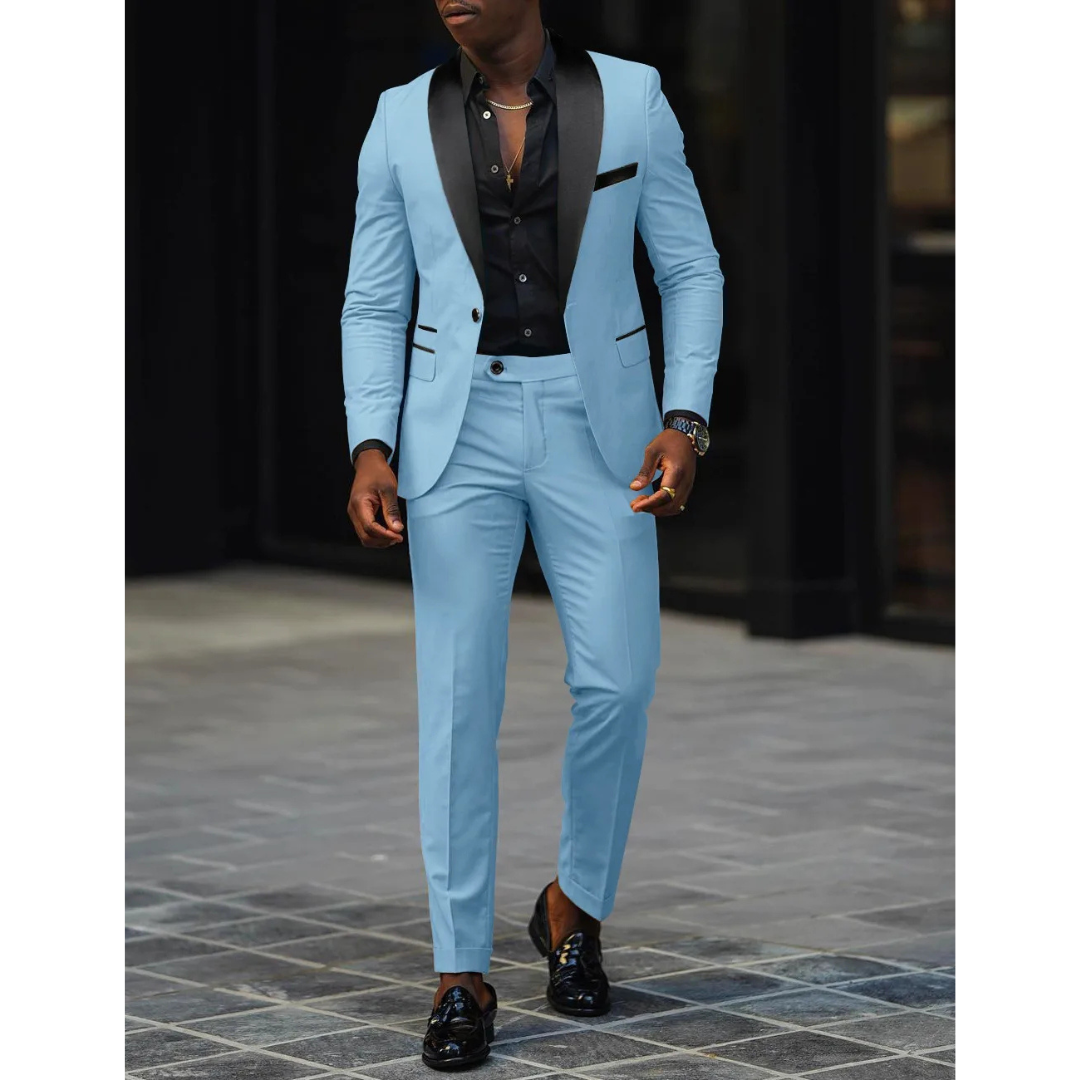 Men's Tailored Fit Peak Lapel Suit Jacket Set