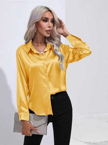 Classic Ladies Button Front Shirt Loose Fit