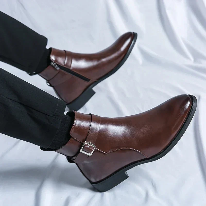 Smart Mens Leather Ankle Boots