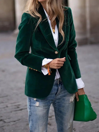 Classic Women's Blazer with Metal Buttons