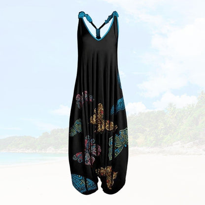 Ladies Loose Fit Full Length Sleeveless Jumpsuit