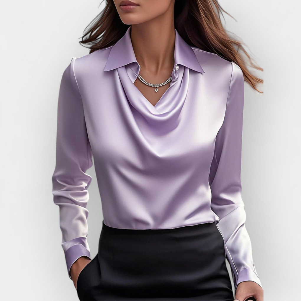 Luxurious Silk Blouse with Ruffle Neckline