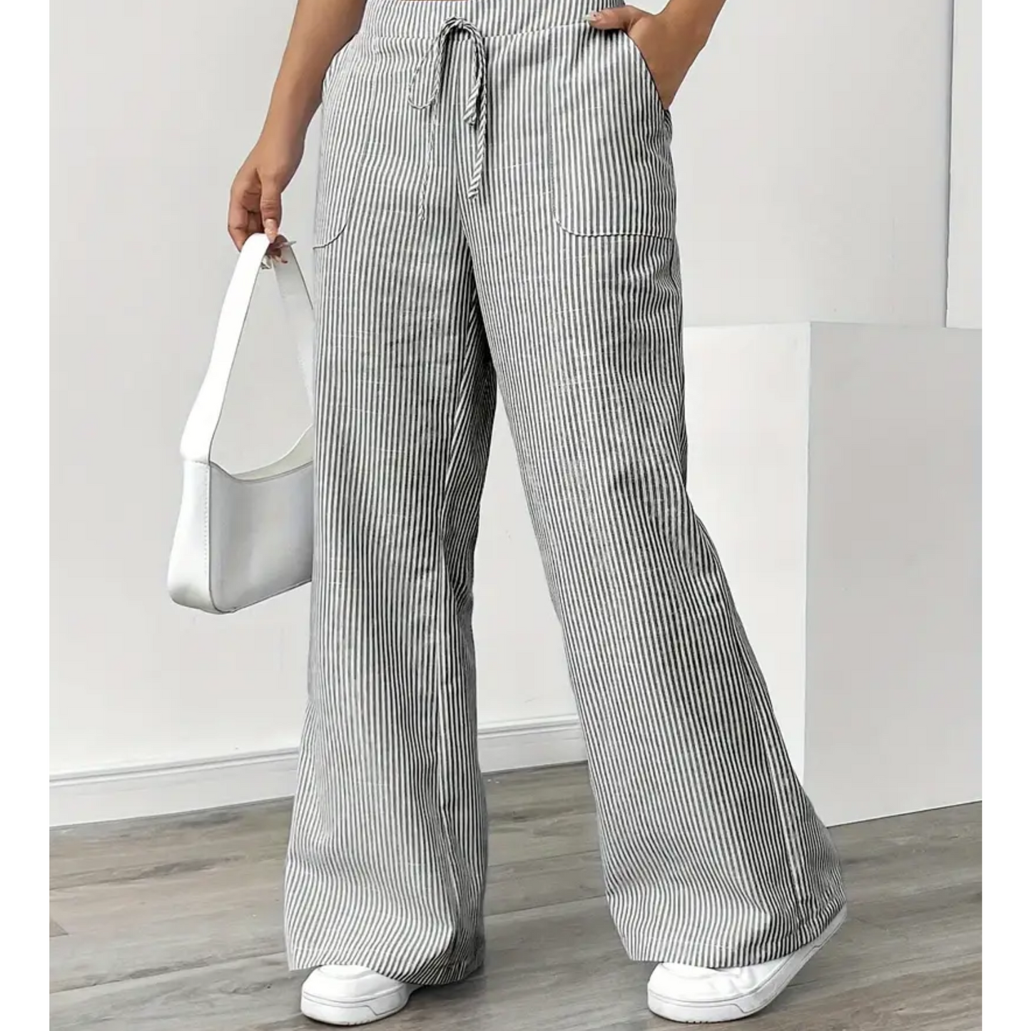 Comfortable Stripe Pants With Side Pockets