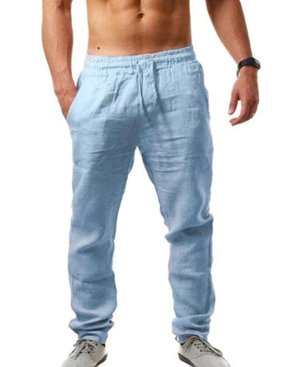 Comfortable Mens Cotton Pants Elastic Waistband