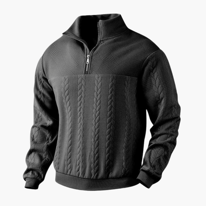 Classic Crew Neck Cable Knit Sweater for Men
