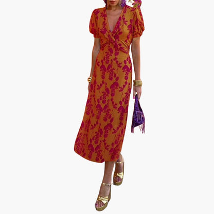 Chic V-Neck Floral Summer Dress for Women