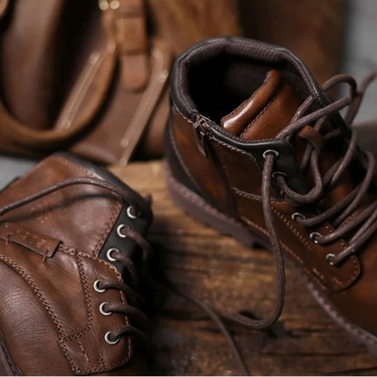 Tough Leather Military Style Ankle Boots