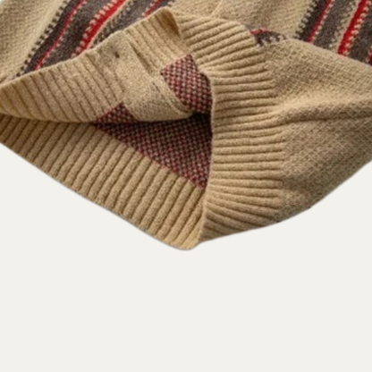 Classic Striped Crew Neck Men's Cardigan Sweater