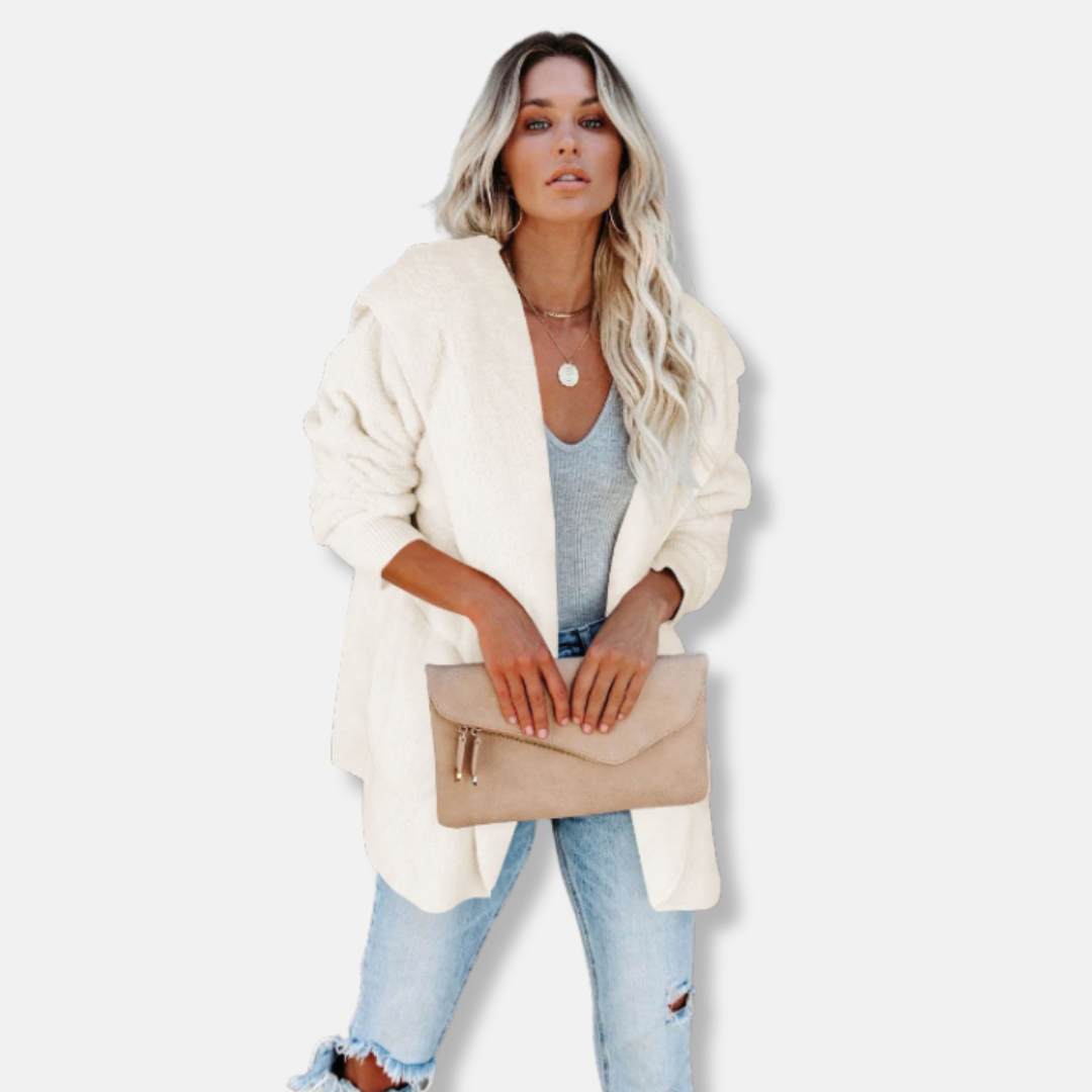 Cozy Women's Hooded Fleece Cardigan with Pockets
