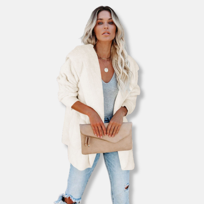 Cozy Women's Hooded Fleece Cardigan with Pockets