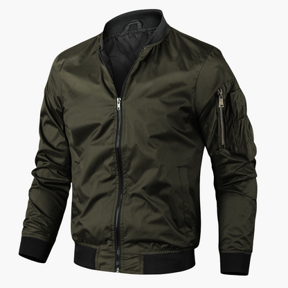 Men's Zip-Up Bomber Jacket - Slim Fit Water Resistant
