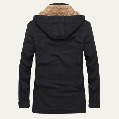 Thermal Men's Fleece Hooded Parka with Multiple Pockets