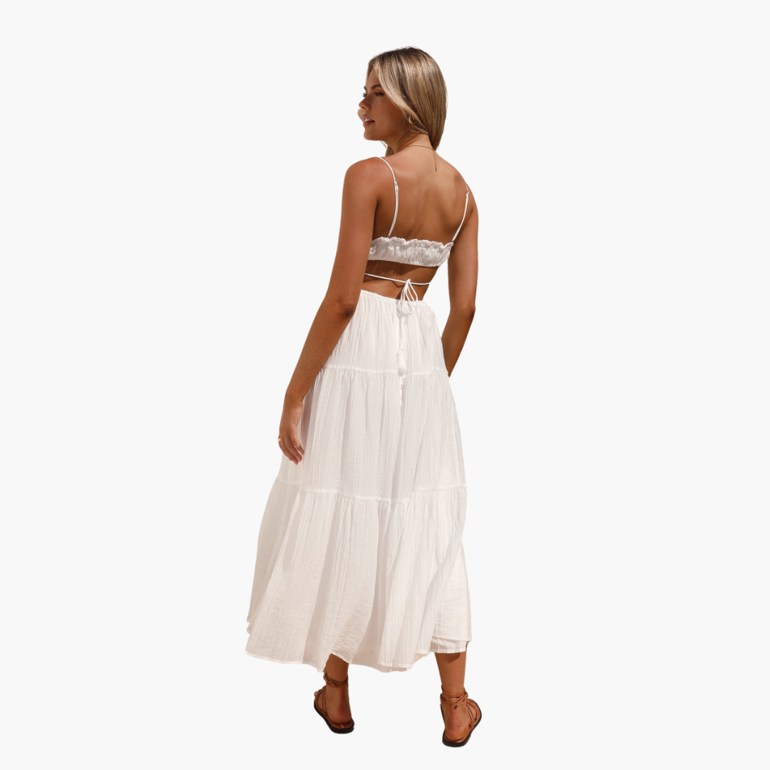Flowy Long Dress for Women - Chic Tie Front Style