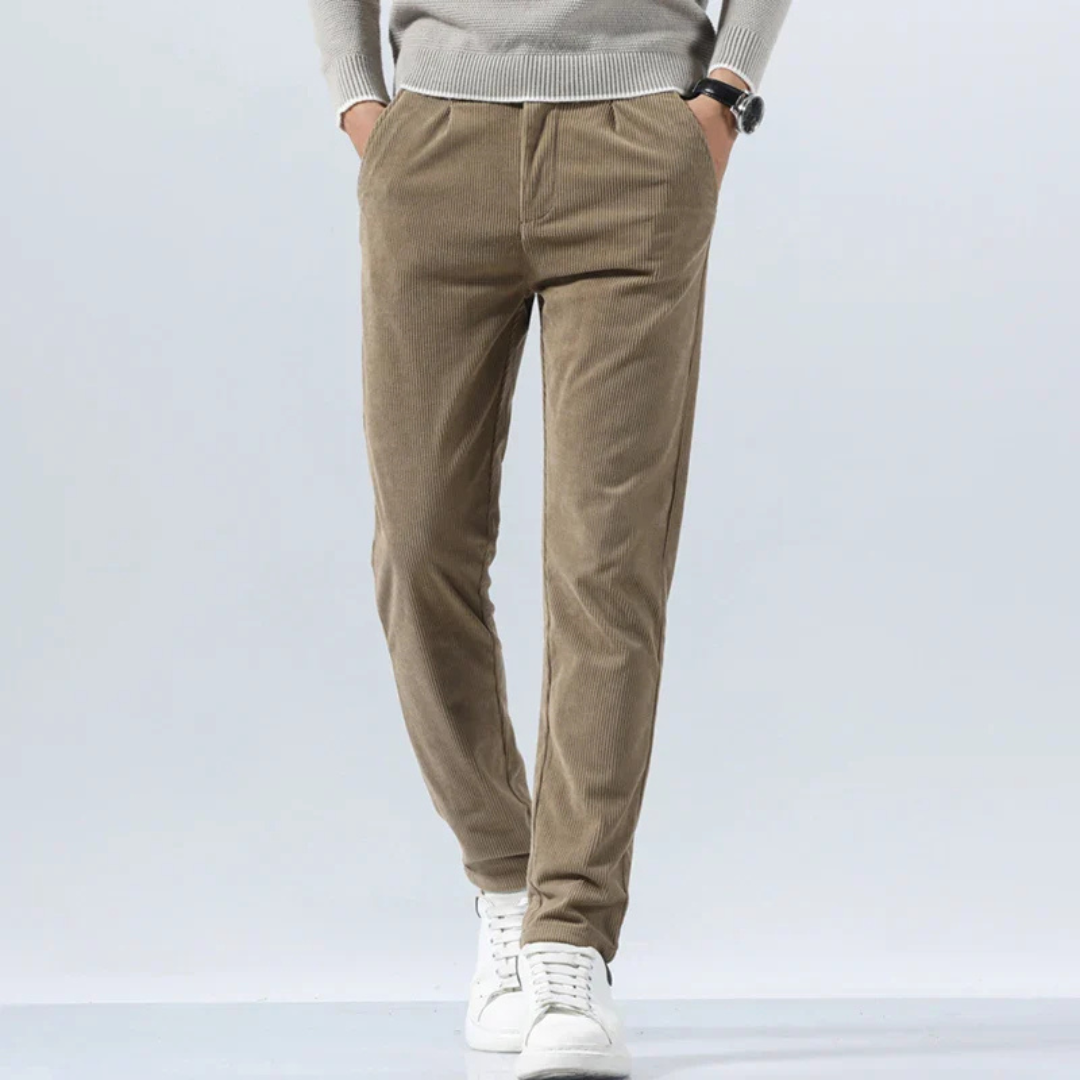 Classic Ribbed Corduroy Pants with Belt Loops