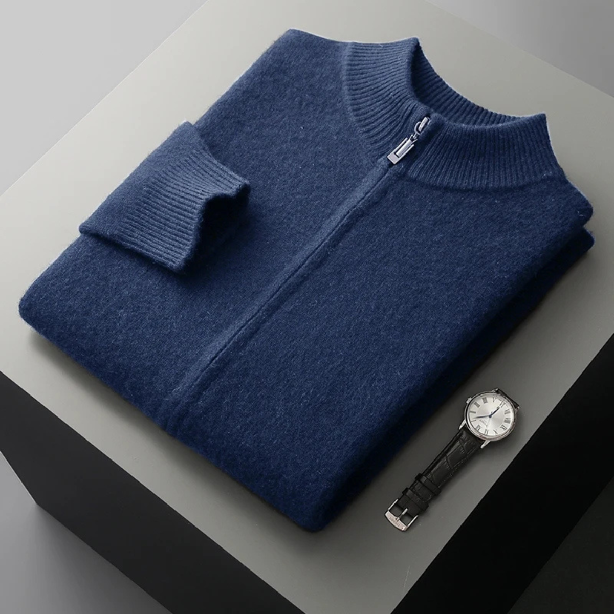 Premium Men's Soft Cashmere Zip Sweater