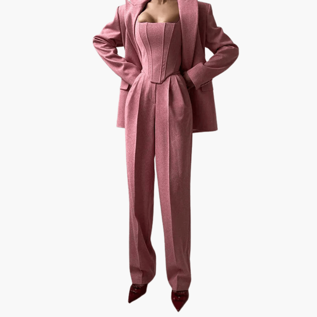 Women's Fitted Blazer Pantsuit - Chic and Professional