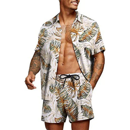 Men's Casual Shirt and Shorts Set - Loose Fit