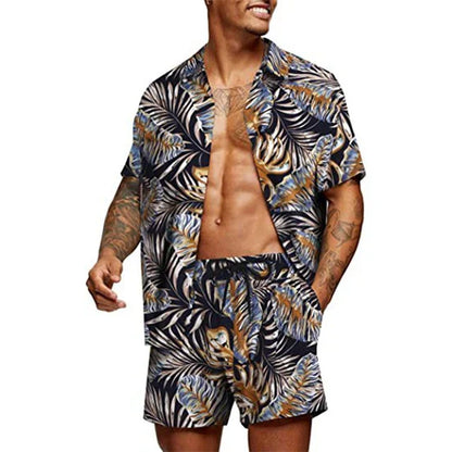 Men's Casual Shirt and Shorts Set - Loose Fit