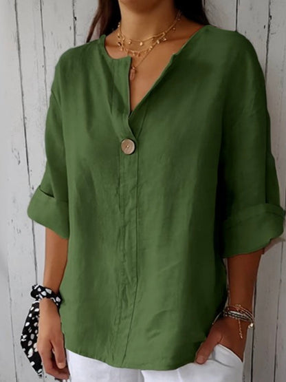 Ladies Casual V Neck Short Sleeve Blouse