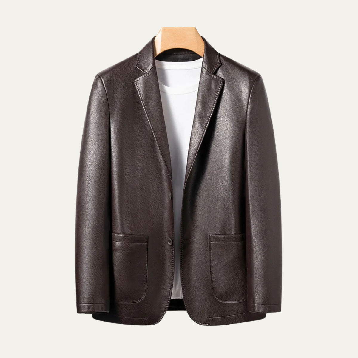 Stylish Men's Faux Leather Smart Jacket Coat
