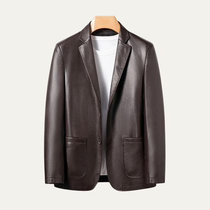 Stylish Men's Faux Leather Smart Jacket Coat