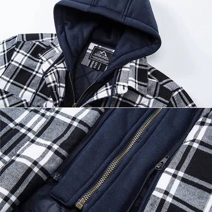 Plaid Hooded Parka Coat