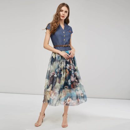 Elegant Long Sleeve V Neck Maxi Dress for Women - Nocini