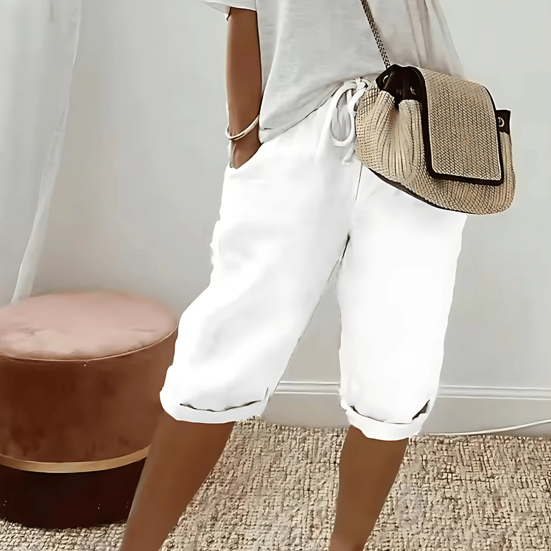 Ladies Comfortable Flowy Mid Length Shorts