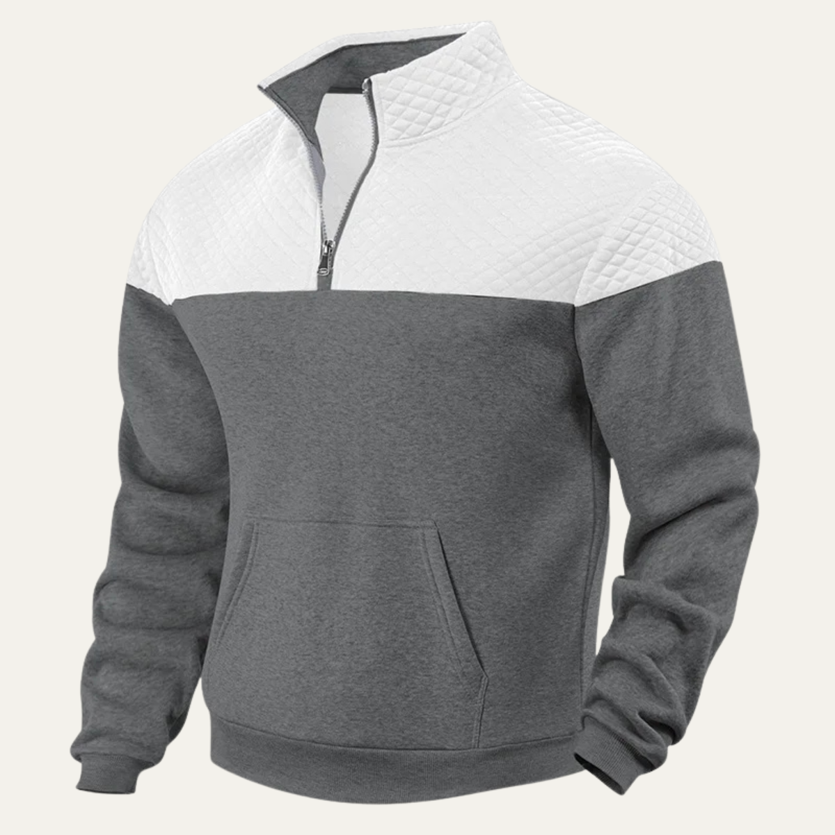 Men's Colorblock Quilted Zip Up Sweater