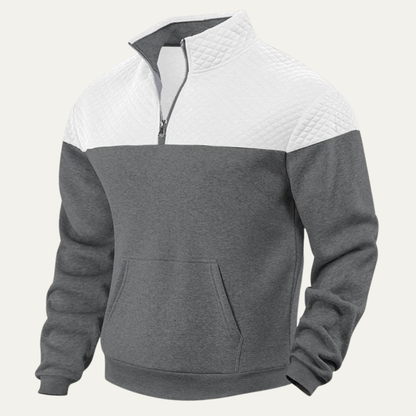 Men's Colorblock Quilted Zip Up Sweater