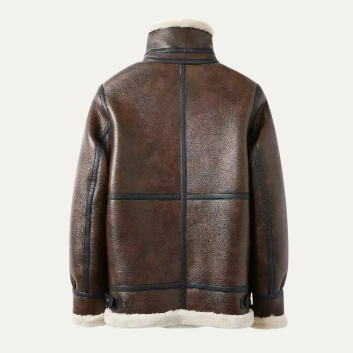Warm Mens Shearling Leather Flight Jacket