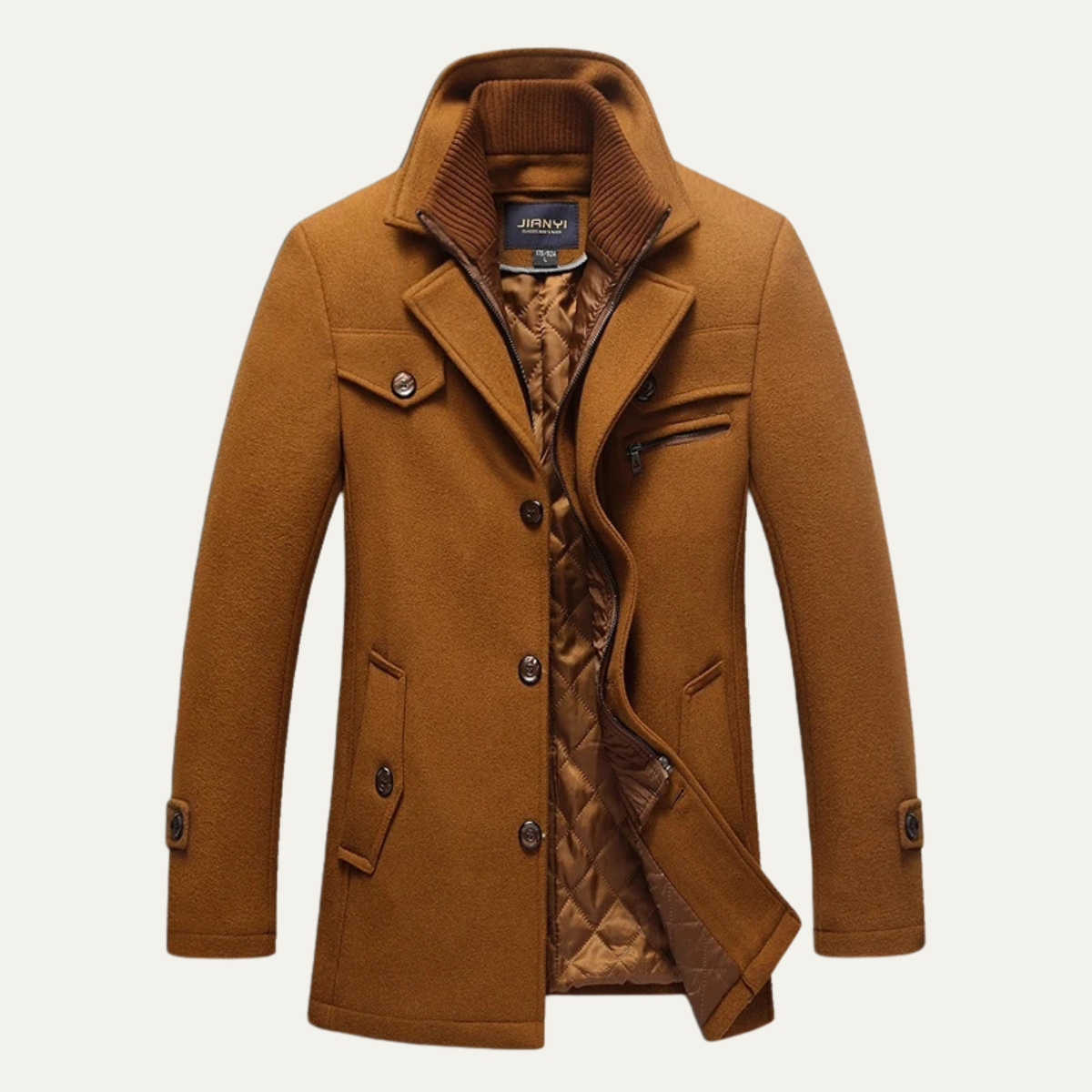 Warm Water Resistant Men's Trench Coat with Quilted Lining - Nocini