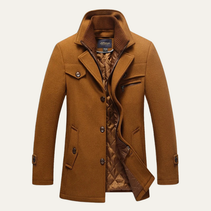 Warm Water Resistant Men's Trench Coat with Quilted Lining - Nocini