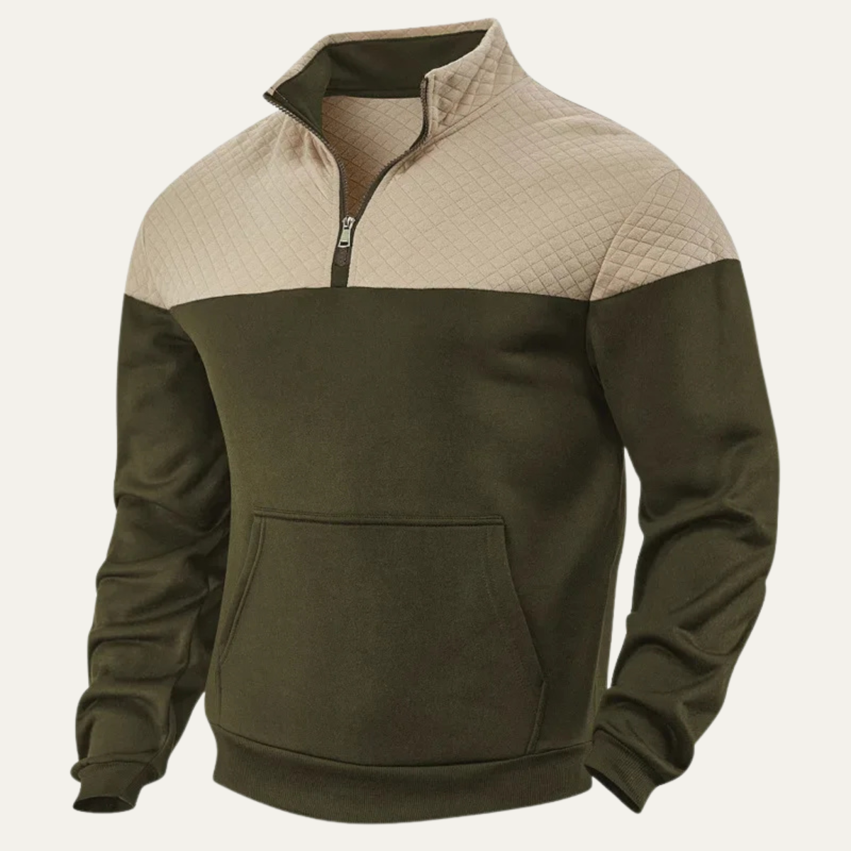 Men's Colorblock Quilted Zip Up Sweater
