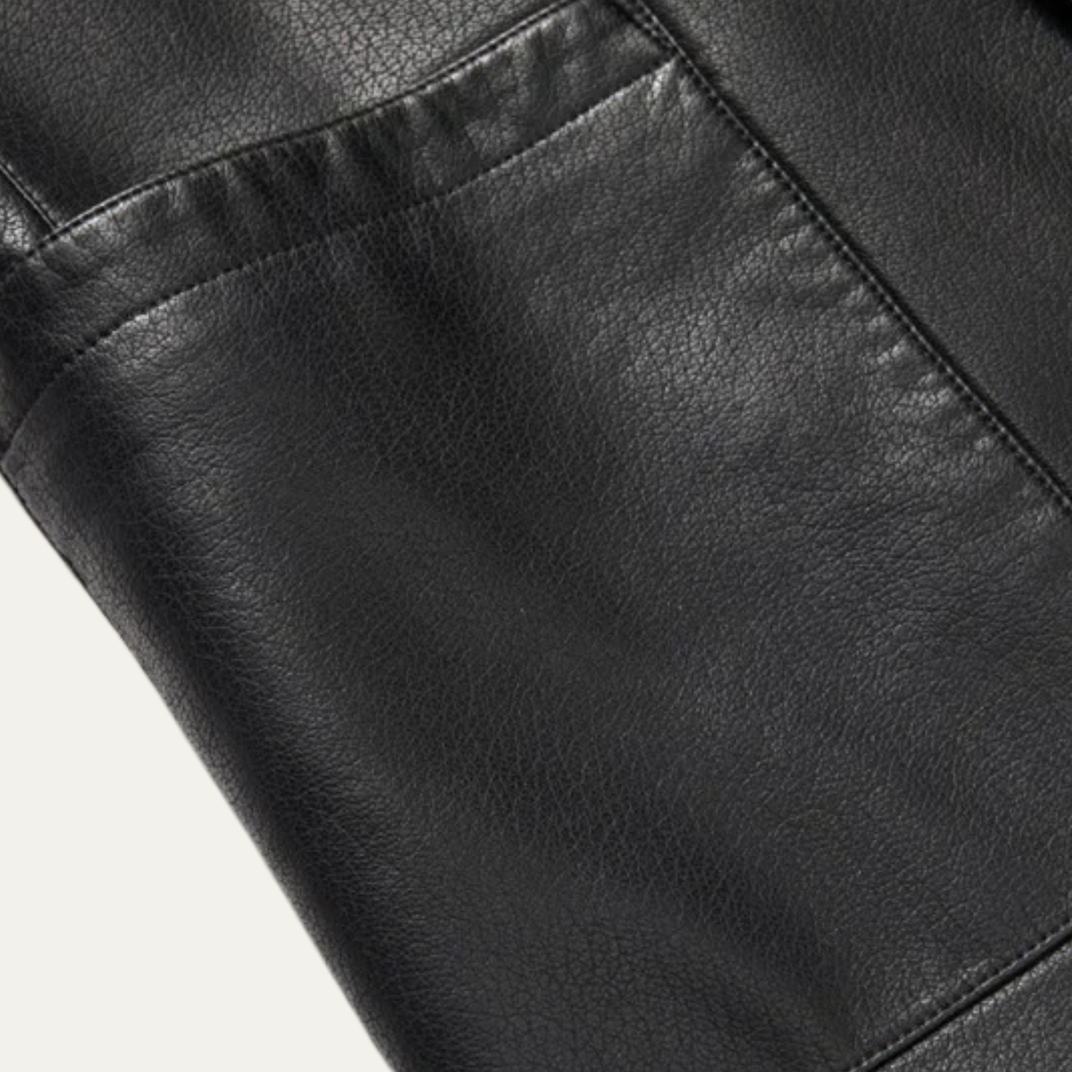 Stylish Men's Faux Leather Smart Jacket Coat