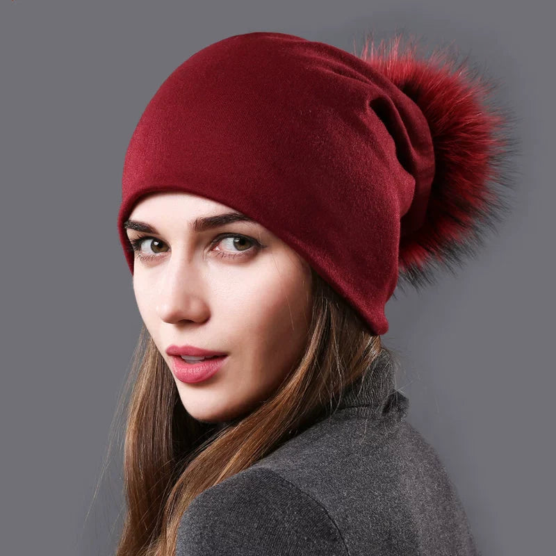Warm Cozy Pom Pom Winter Beanie for Women