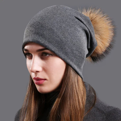 Warm Cozy Pom Pom Winter Beanie for Women